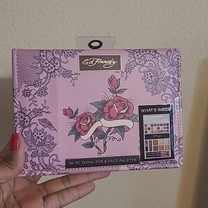 Ed Hardy 36pc Eye & Face  Palette with Brow Gel & Brow, Lip,  Blending Brushes